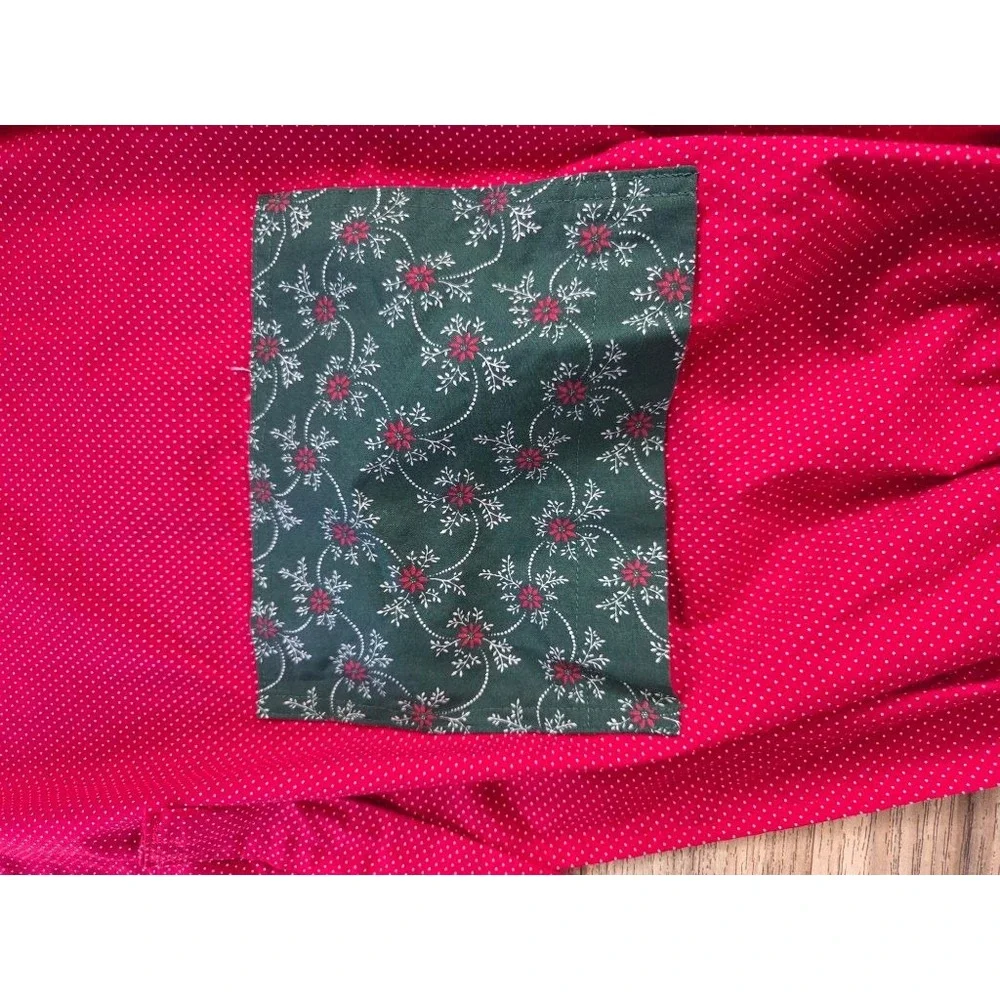 Handmade Christmas Apron Red Polka Dot Heart Holly Applique Cottagecore Holiday